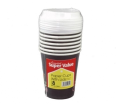 8oz Extra Value Hot Cups And Lids Pack 8