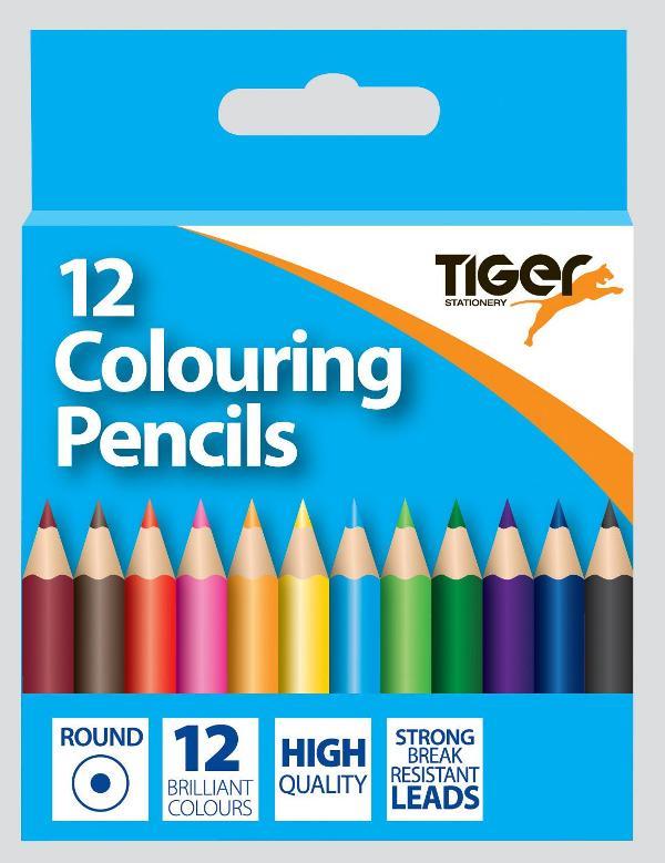 Tiger Half Length Colouring Pencils 12 Pack - Click Image to Close