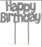 Acrylic Silver Glitter Cake Topper Happy Birthday