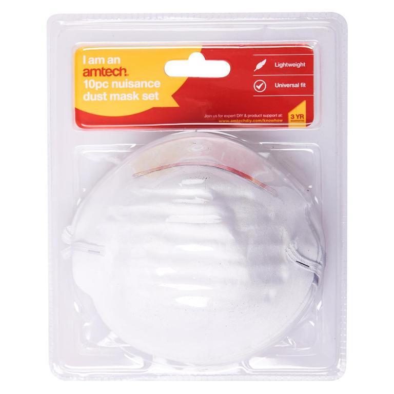 Amtech 10 Pack Nuisance Dust Mask Set - Click Image to Close
