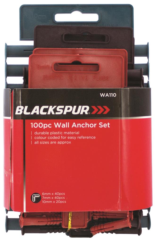 Blackspur 100 Pack Wall Anchor Set - Click Image to Close