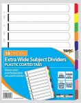 Tiger Card Dividers With Plastic Tabs 10 Part Extra Wide