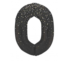 34" GLITZ 0 Black Printed Prism Foil Balloon Numeral