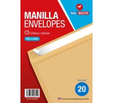 Mail Master C5 Manilla Peel & Seal 20 Pack Envelope