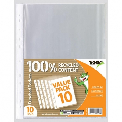 Tiger A4 Value Pack 10 Punched Pockets