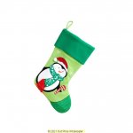 Deluxe Plush Lime Green Top Penguin Stocking 40cm X 25cm