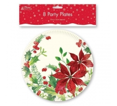 Plates Poinsettia 8 Pack