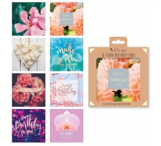 8 Mixed Floral Birthday Cards