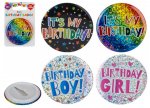 Party Party 2" Foil Badge 4 Assorted