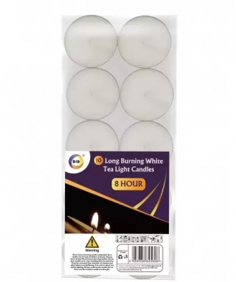 10 Long Burning White Tea Light Candle