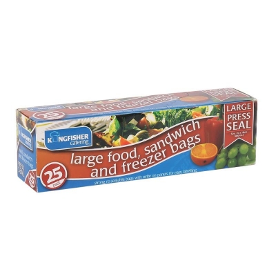 Large Press Seal Plastic Food Bags 25 Pack