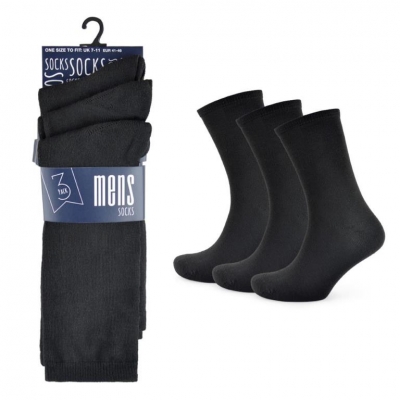 Mens 3 Pack Classic Black Socks