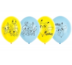 Pokemon 4 Sided Latex Balloons 11"/27cm - 6 Pack g/6