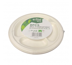 10" 3 Sec Bagasse Plate 8 Pack