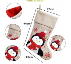 Deluxe Plush Hessian Penguin Stocking 40cm X 25cm