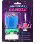Musical Lotus Flower Birthday Candle Blue