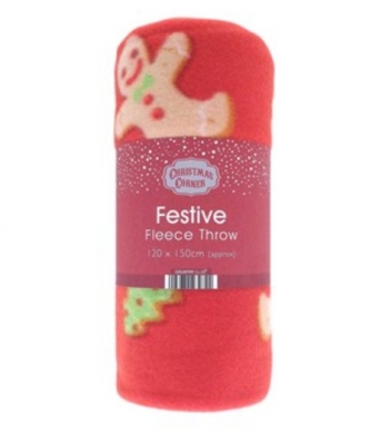Gingerbread Festive Design Fleece Blanket Throws 120x150cm
