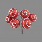 6 3CM SWIRL CANDY BALL PICK RED