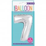 Silver Number 7 Shaped Foil Balloon 14"
