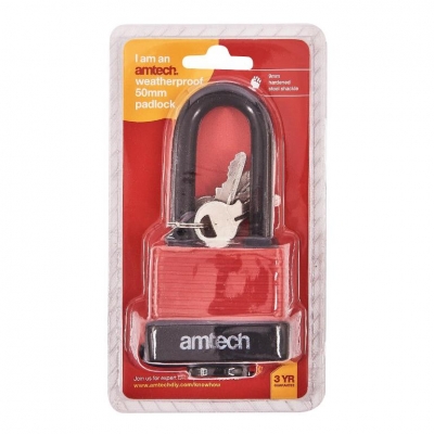 Amtech 50mm Long Shackle Weatherproof Padlock