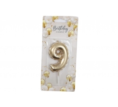 Gold Balloon Candle 6cm Number 9