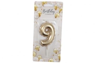 Gold Balloon Candle 6cm Number 9