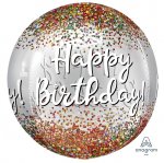 Happy Birthday Sequins Orbz 15" Foil Balloons