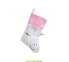 Deluxe Plush White Pink Glitter Unicorn Stocking 40cm X 25cm