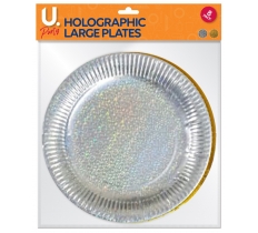 Holographic Large Plates Gold & Silver, 8 Pack