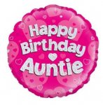 18" Happy Birthday Auntie Pink Holographic