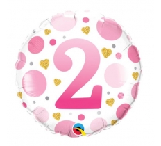18" PINK DOTS AGE 2 FOIL BALLOON (1)