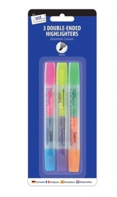 3 Double-Ended Highlighters, 6 Colours