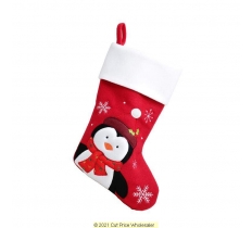 Deluxe Plush Red White Top Penguin Stocking 40cm X 25cm