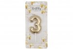 Gold Balloon Candle 6cm Number 3