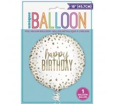 Confetti Gold Birthday Round Foil Balloon 18"