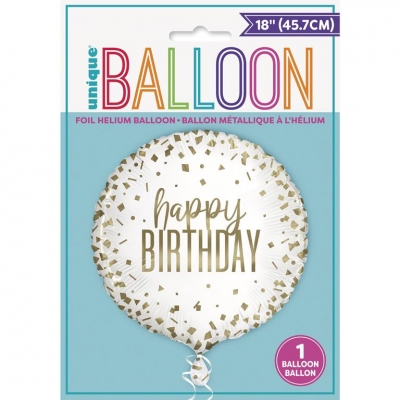 Confetti Gold Birthday Round Foil Balloon 18"