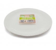 Plates Paper White23cm 25 Pack