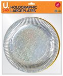 Holographic Large Plates Gold & Silver, 8 Pack