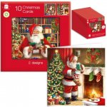 Christmas Square Traditional Santa Card Pack Of 10