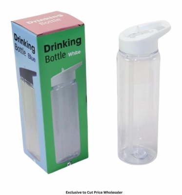 Plain Drinking Water Bottle With White Cap 600ml