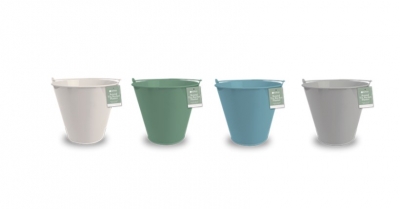 Round Tin Bucket Planter