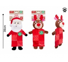 Christmas Plush Santa & Rudolph Dog Toy X 6 Squeak