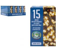 15 BATTERY OPERATED LED LIGHTS WARM WHITE