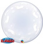 Qualatex 24" Baby Footprints Deco Bubble Balloon