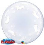 Qualatex 24" Baby Footprints Deco Bubble Balloon