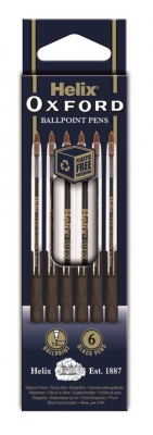 Helix Black Oxford Stick Pen 6 Pack
