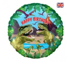 18" Jurassic Dinosaur Happy Birthday Metallic