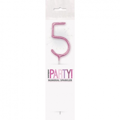 Birthday Pink Glitz Number 5 Sparkler 7"