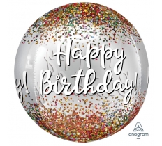 Happy Birthday Sequins Orbz Foil Balloons 15"