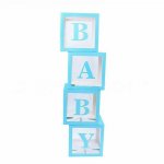 Set Of 4 Blue Baby Balloon Boxes 30cm X 30cm